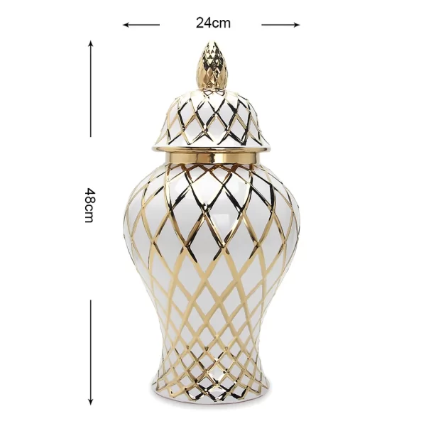 J134GA Luxury other home decor gold jar wedding white round tabletop ceramic ginger jar - Image 5