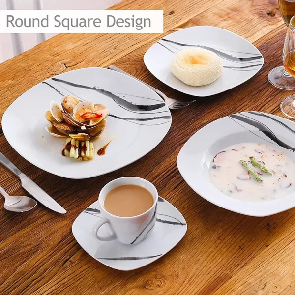Elegant SquareTableware Set New Design Porcelain Dinner Plates Ceramic Bone china 30 pcs Dinner Set Dinnerware Set For 6 People - Image 6
