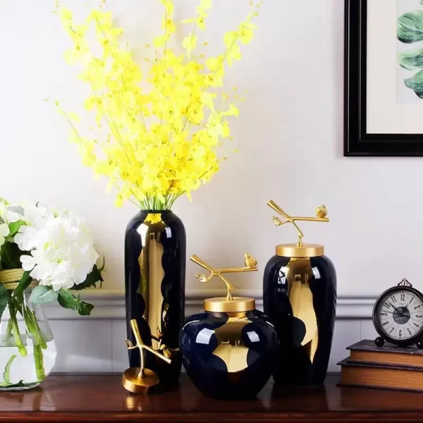 Light luxury vase ceramic ornaments new Chinese living room flower arrangement home TV cabinet creative decoration flower table - Image 5