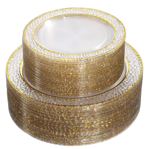 7.5 10.5 Inch Clear Wedding Wholesale Silver Beaded Charger Plates Gold Plastic Plates - Image 3