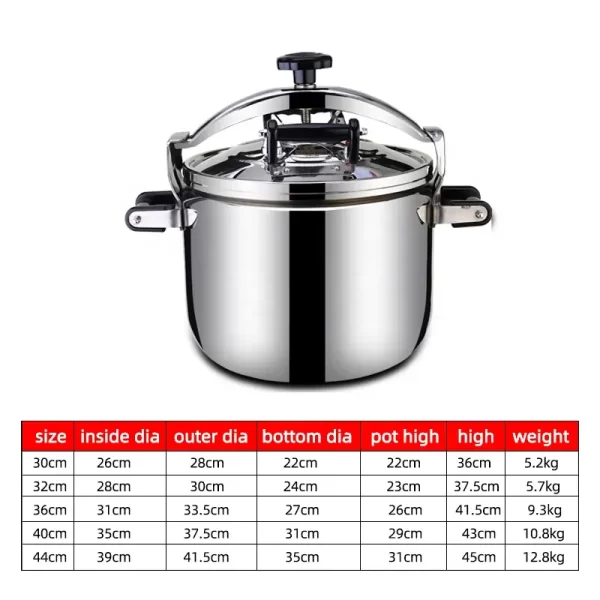 Good Quality SUS304 Stainless Steel Pressure Cooker Pressure Cooker 30-44cm Cookware Manufacturer Pressure Cooker - Image 6
