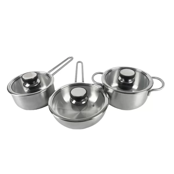 Customizable 6PCS 2mm Thickness Cook Pots And Pans Stainless Steel Kitchen Wear Cookware Sets cooking Pots with Glass Lid - Image 5