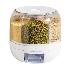 Grain Dispenser 360 Rotating 6 Grid Food Dispenser Rice And Grain Storage Container