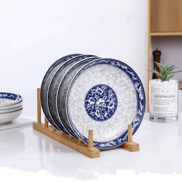 White/Blue Asian Chinese melamine dinnerware with Plate and Bowl - Image 6