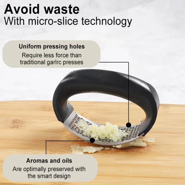 stainless steel manual premium garlic mincer grinder crusher Press with Peeling sleeve and brush - Image 2