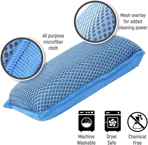 Large Non-Scratch Heavy Duty Commercial Miracle Microfiber Kitchen Mesh Bath Sponge by Scrub Dish washing Cleaning Sponges - Image 3