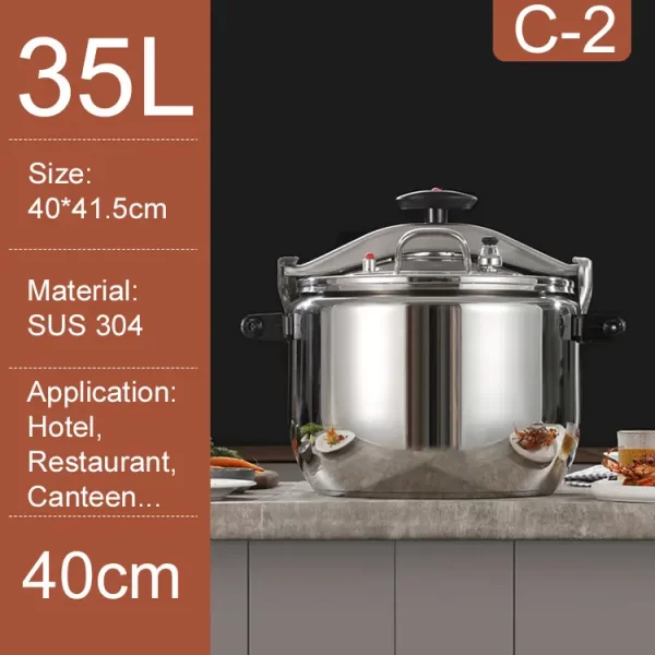 2023 New Design 15-45L Commercial Cookware Stainless Steel 304 Cooking Pot Inductional Pressure Cooker for Restaurant Hotel - Image 7
