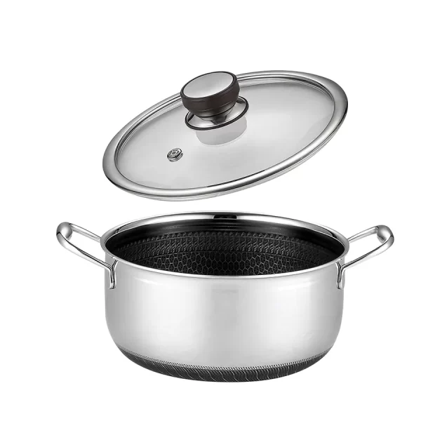 5 Layer Bottom 304 Stainless Steel Honeycomb Non-stick Soup Pot Set For Induction Cooker Gas Stove - Image 3