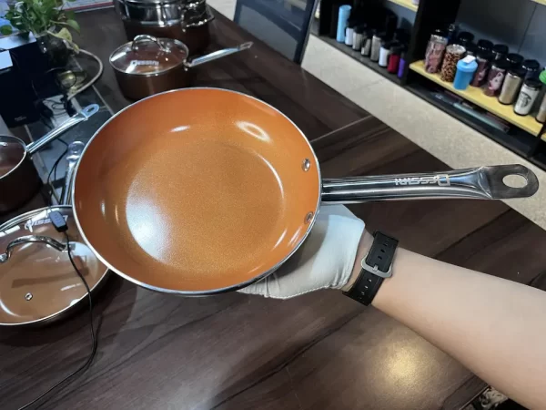 New Stretched Pot Popper Color Ceramic Non Stick Cookware Set Pot Customized 10 Pieces Copper non-stick Cookware Pans Pots Set - Image 5