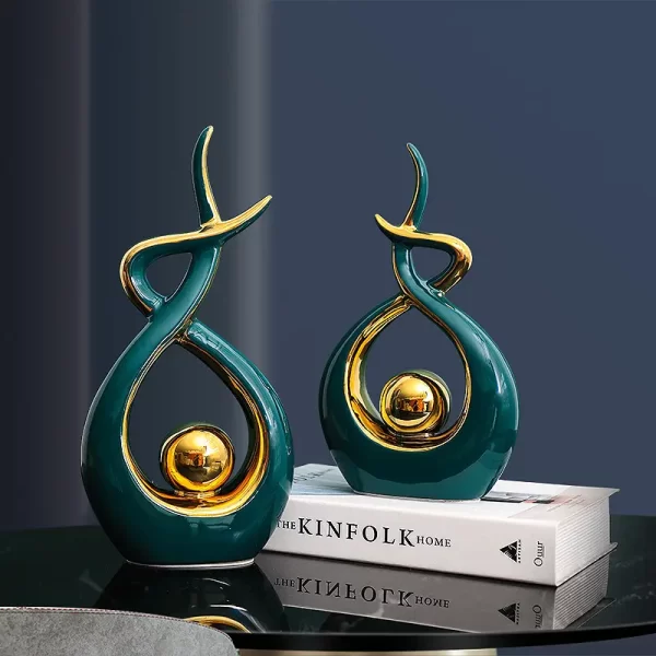Luxury Ceramic Decoration Abstract Sculpture Figurines for Interior Living Room European Abstract Sculpture - Image 2