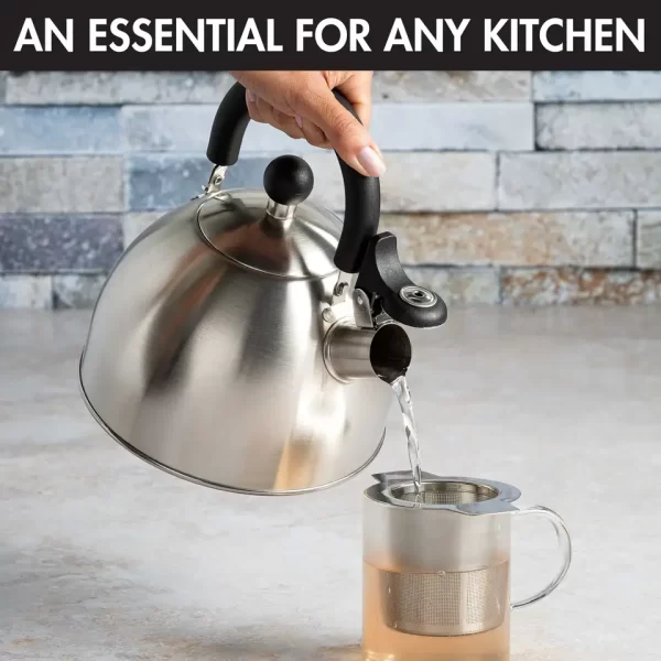 Black Handle Stainless Steel Whistling Kettle 1.5-Quart Hot Water Fast to Boil Tea Kettle - Image 6