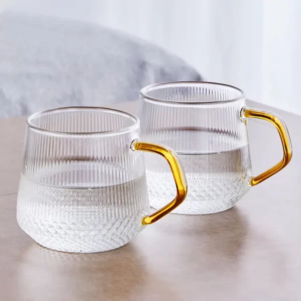 Heat-resisting Clear Ribbed Borosilicate Glass Pitcher Water Jug Set with Lid - Image 4