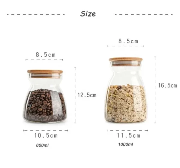 Heat Resistance Food Storage Jars Borosilicate Glass Container with Bamboo Wooden Lid Glass Jar - Image 5