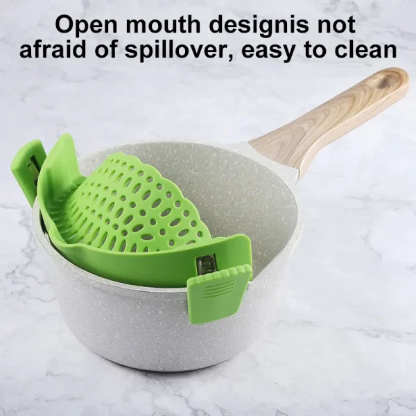 Kitchen Adjustable Pasta Silicone Clip On Food Strainer silicone pasta pot strainer - Image 3