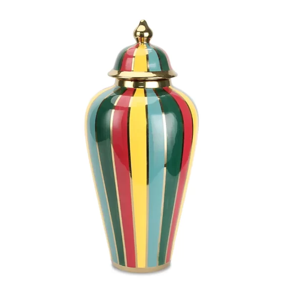 J020 ceramic storage jar colorful line decor ceramic can tabletop ginger jar decoration - Image 5
