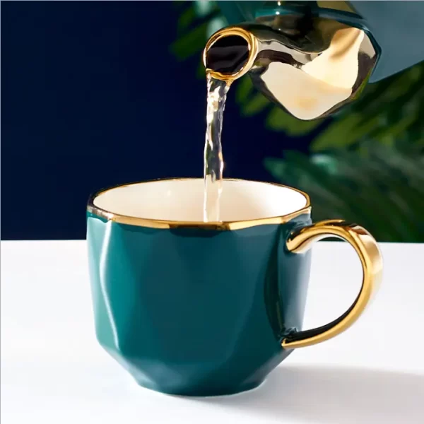SU68 Gold Plated Teapot Set Ceramic Coffee Cup and Saucer Set for Afternoon Tea - Image 4