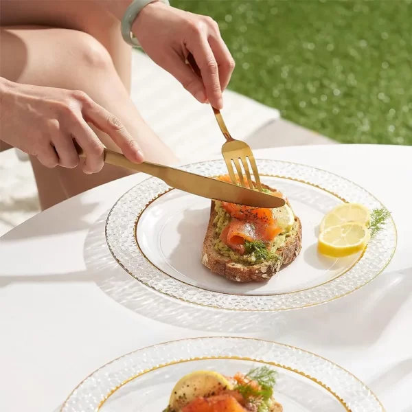 7.5 10.5 Inch Clear Wedding Wholesale Silver Beaded Charger Plates Gold Plastic Plates - Image 5