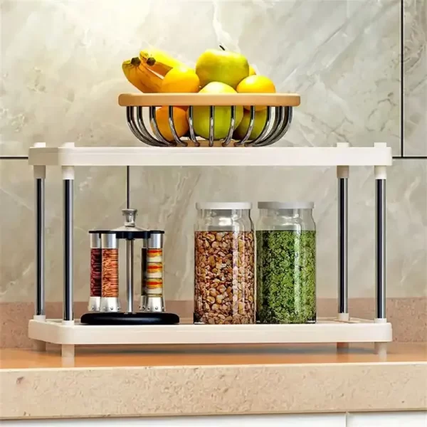 Multifunctional Metal White Kitchen Storage Rack Vegetable Storage Rack Shelf Microwave Oven Stand Rack - Image 4
