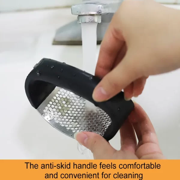 stainless steel manual premium garlic mincer grinder crusher Press with Peeling sleeve and brush - Image 3