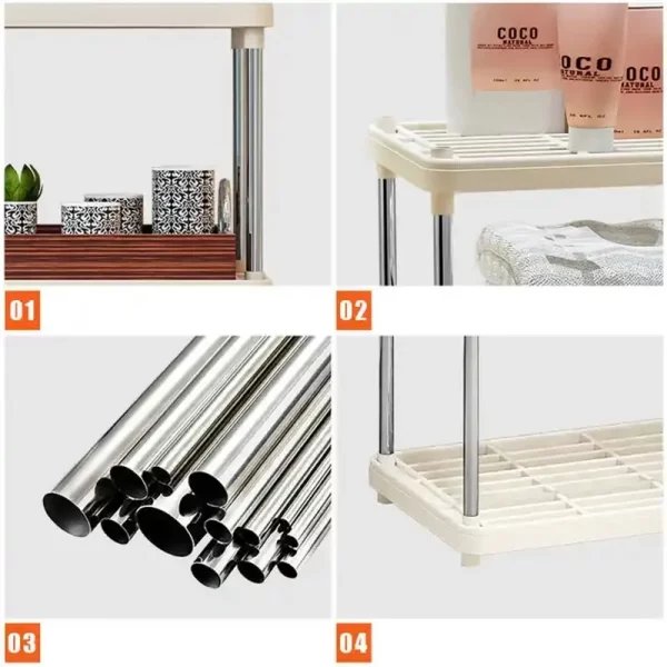 Multifunctional Metal White Kitchen Storage Rack Vegetable Storage Rack Shelf Microwave Oven Stand Rack - Image 3