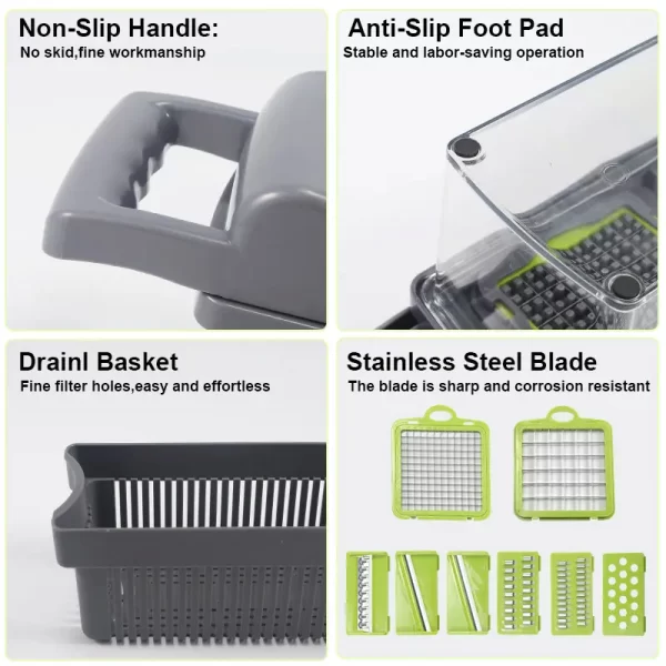 kitchen tools gadgets multifunctional 12 In 1 manual Slicer Vegetable Veggie chopper - Image 5