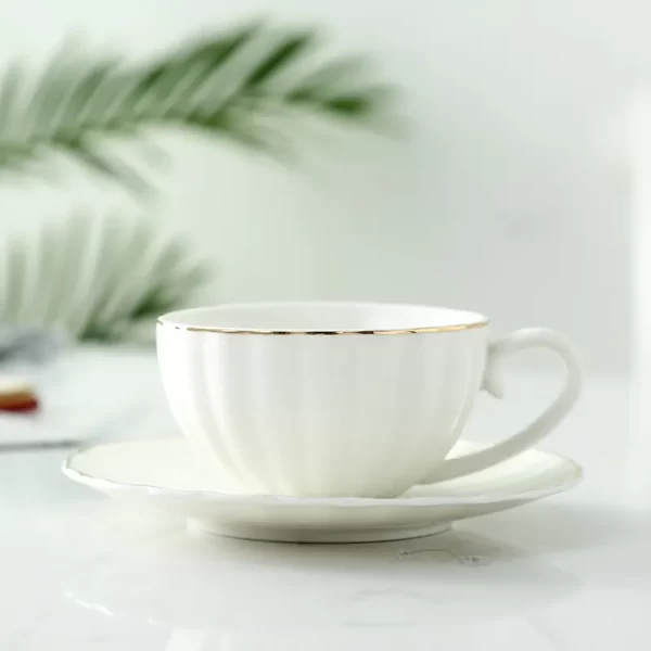 A03-17 Pumpkin Design Stylish Cup and Saucer with New Bone Ceramic Tea Cup Saucer Set - Image 5