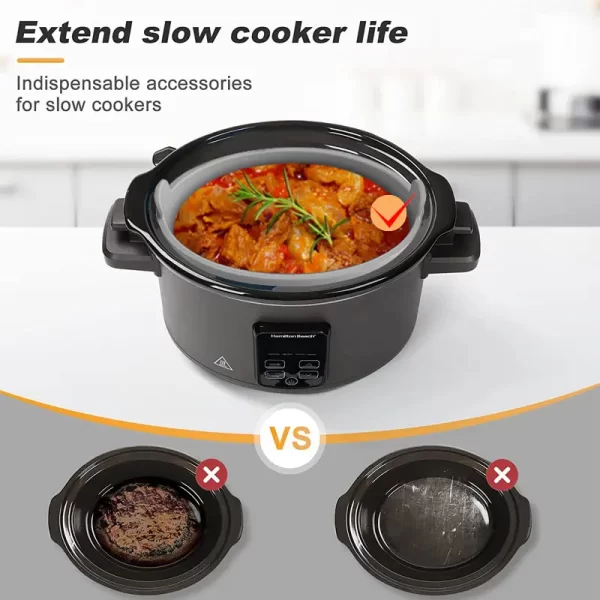 Silicone Slow Cooker Divider Liners fit 6-7 QT Oval Slow Cooker, Reusable Leakproof Silicone Crockpot Liner, Easy Clean - Image 4