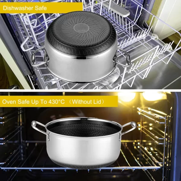 5 Layer Bottom 304 Stainless Steel Honeycomb Non-stick Soup Pot Set For Induction Cooker Gas Stove - Image 5