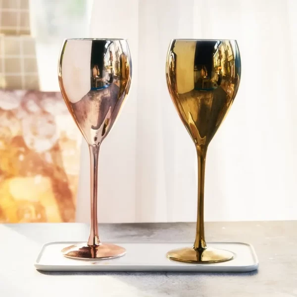 9oz Rose Gold Stemless Champagne Flutes Durable Glass Mimosa Glasses Set, Cocktail Glass, bulb cup Toasting Wedding Glasses - Image 3