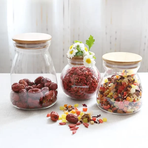 Heat Resistance Food Storage Jars Borosilicate Glass Container with Bamboo Wooden Lid Glass Jar - Image 3