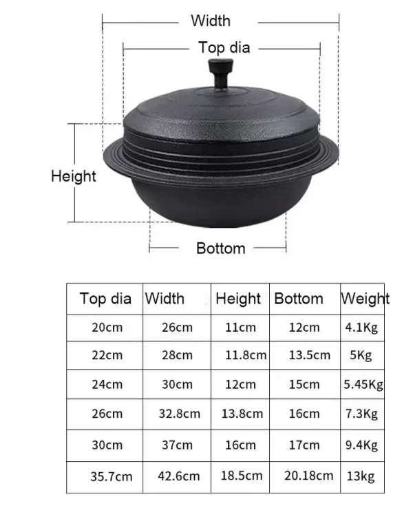 Multi Korean Bibimbap Bowl Cast Iron Stew Pot Household Rice Cooker Kitchen Cooking Pot - Image 5