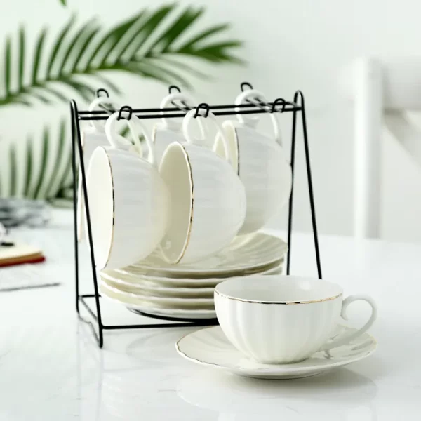 A03-17 Pumpkin Design Stylish Cup and Saucer with New Bone Ceramic Tea Cup Saucer Set - Image 6