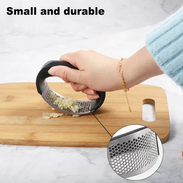 stainless steel manual premium garlic mincer grinder crusher Press with Peeling sleeve and brush - Image 5