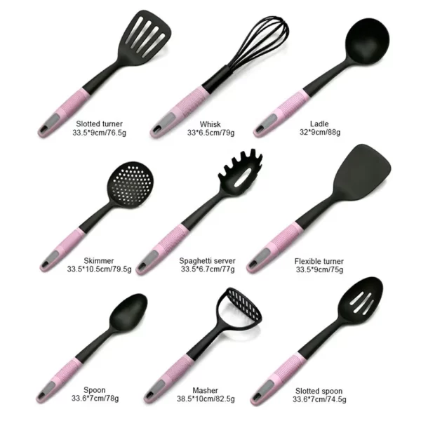 household 9 Pcs nonstick cookware dishwasher safe spatula spoon kitchen tools & gadgets nylon cooking utensils items set - Image 2