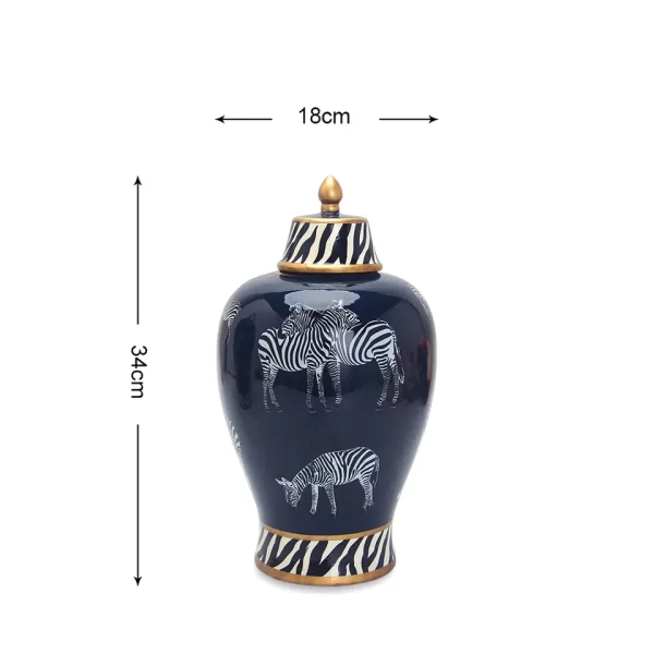 J024 Decorative horse ceramic jar black canister European home decor luxury dark blue ceramic jar - Image 5