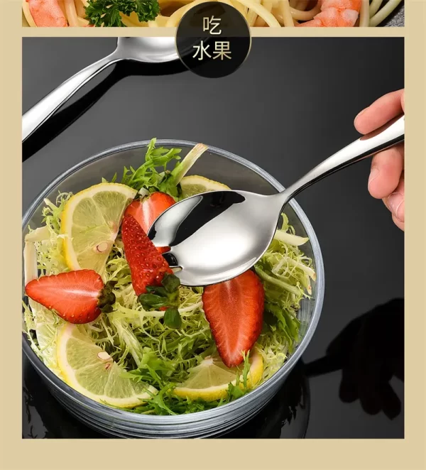 L031 High Grade Thickened 304 Stainless Steel Knife Fork Spoon Salad Spoon Dessert Spoon Western Tableware Set - Image 3