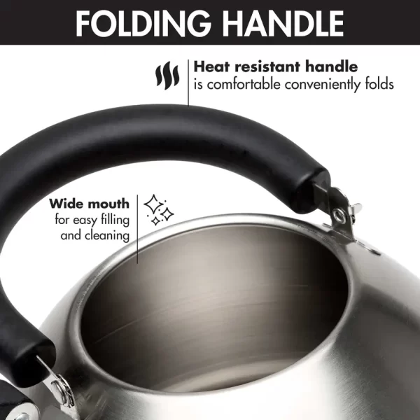 Black Handle Stainless Steel Whistling Kettle 1.5-Quart Hot Water Fast to Boil Tea Kettle - Image 5