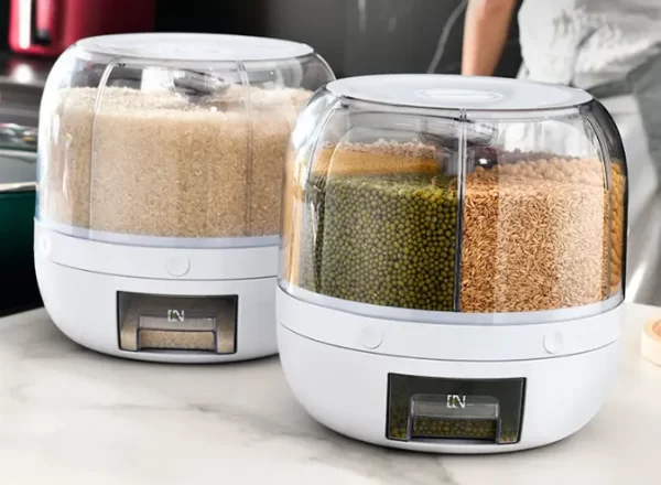 Grain Dispenser 360 Rotating 6 Grid Food Dispenser Rice And Grain Storage Container - Image 3