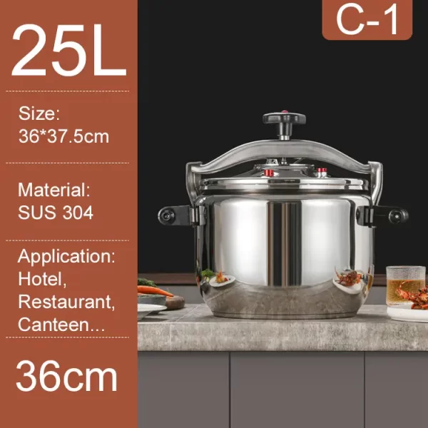 2023 New Design 15-45L Commercial Cookware Stainless Steel 304 Cooking Pot Inductional Pressure Cooker for Restaurant Hotel - Image 6