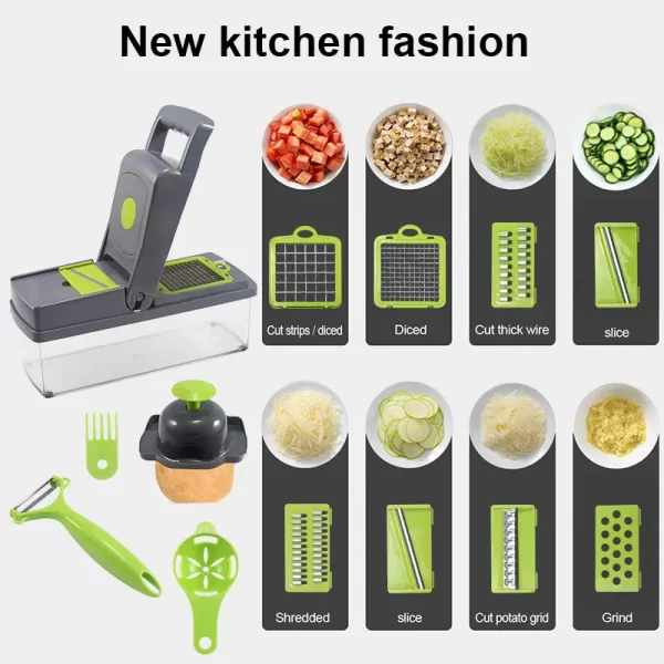 kitchen tools gadgets multifunctional 12 In 1 manual Slicer Vegetable Veggie chopper - Image 4