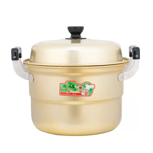 Thickened double extra-large household aluminum steamer yellow aluminum steamed bread steamed fish pot commercial stockpot