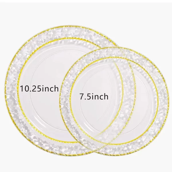 7.5 10.5 Inch Clear Wedding Wholesale Silver Beaded Charger Plates Gold Plastic Plates - Image 4