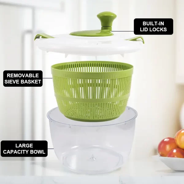 fruit washer spinner 5L large good grips large salad spinner dryer for vegetable fruit drainer - Image 3