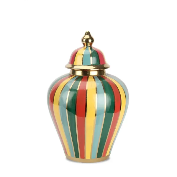 J020 ceramic storage jar colorful line decor ceramic can tabletop ginger jar decoration - Image 4