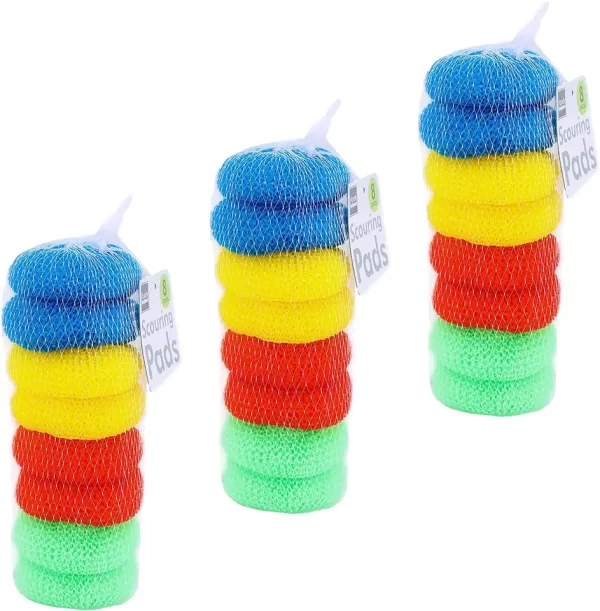 Scouring Pads Round Dish Pads Plastic Non-Scratch Dish Scrubbers Assorted Color Dish Mesh Scrubbers for Kitchen - Image 5
