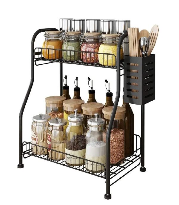 Kitchen Large Knocked-Down Spice Rack, Seasoning Organizer Standing Bathroom Storage Shelf Rack