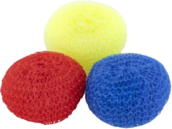 Scouring Pads Round Dish Pads Plastic Non-Scratch Dish Scrubbers Assorted Color Dish Mesh Scrubbers for Kitchen - Image 2