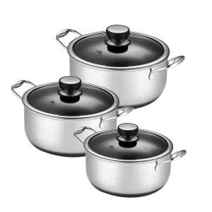 5 Layer Bottom 304 Stainless Steel Honeycomb Non-stick Soup Pot Set For Induction Cooker Gas Stove