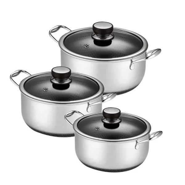 5 Layer Bottom 304 Stainless Steel Honeycomb Non-stick Soup Pot Set For Induction Cooker Gas Stove