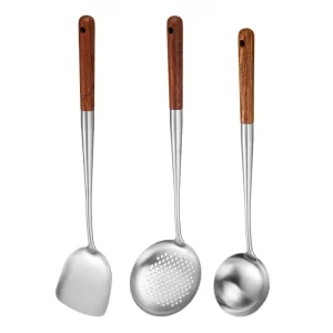 New Kitchen Utensils Cooking Tools 18/10 Stainless Steel Kitchenware with wooden handle